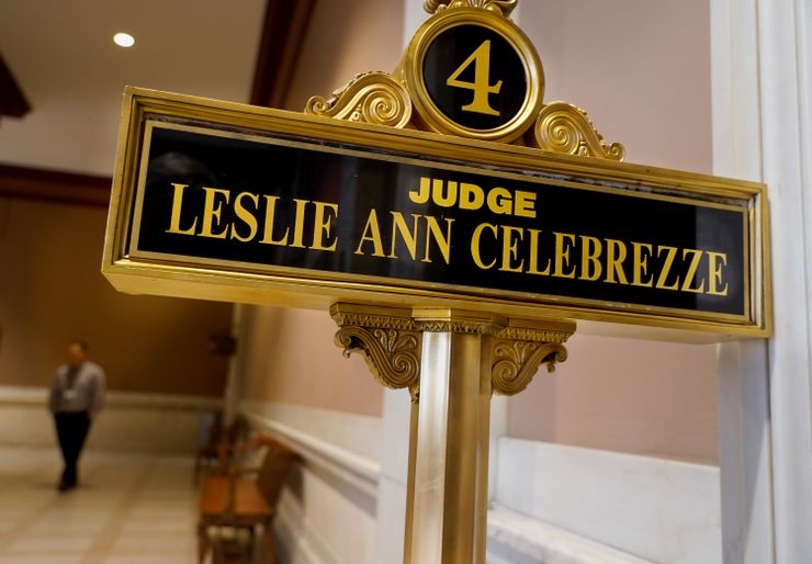 A black and gold plaque reads: “Judge Leslie Ann Celebrezze”.