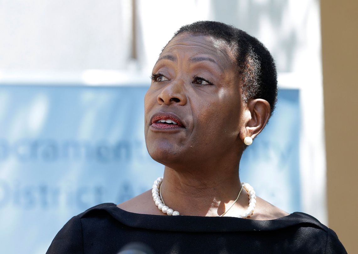 Contra Costa County District Attorney Diana Becton discussed the arrest of Golden State Killer suspect Joseph James DeAngelo during a news conference in April. 