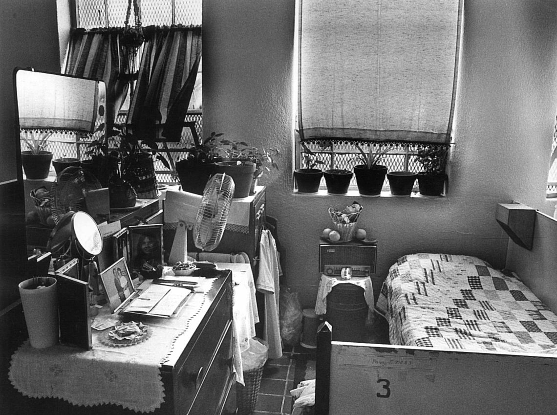 Standard living quarters for female inmates at Renz Correctional Center resembled college dormitory rooms in August 1978. 