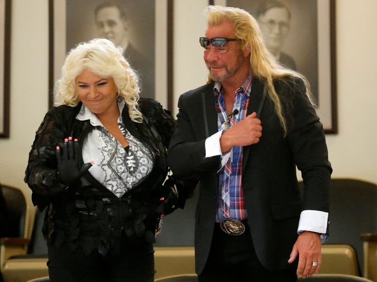 Beth Chapman, left, and husband Duane “Dog” Chapman are introduced in the gallery of the Oklahoma Senate in Oklahoma City in April 2013.