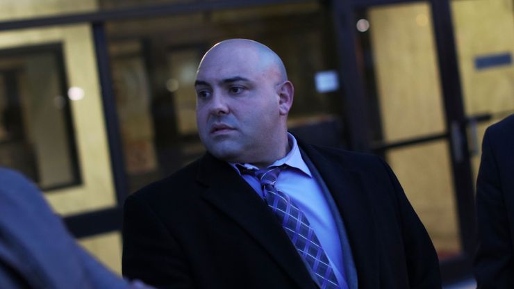 Patrick Megaro, an attorney, outside the federal courthouse in Raleigh, N.C., after a ​2017 hearing ​​about his legal fees for representing Leon Brown and Henry McCollum.