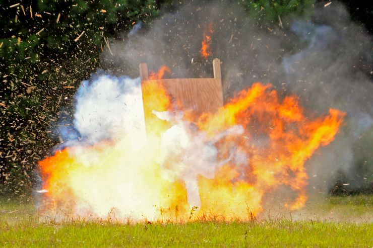 The Bureau of Alcohol, Tobacco, Firearms and Explosives held a demonstration for students at the Horry County Police Department Bomb Squad near Myrtle Beach, S.C. in 2013. 
