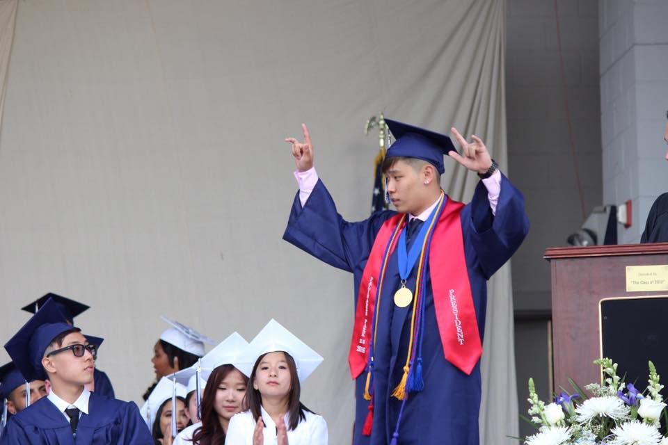 Kyungmin Cho at his high school graduation where he spoke as senior class president.