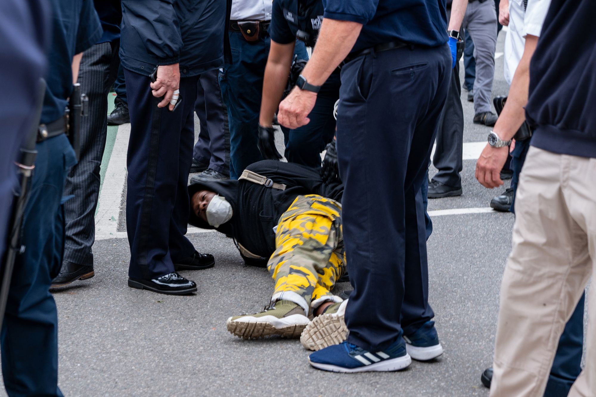 A demonstrator was arrested during a protest against police brutality in May in New York.