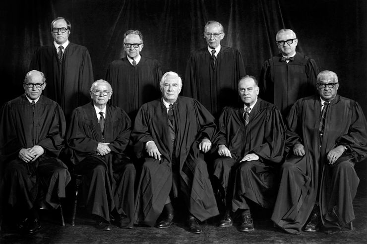 Justices on the United States Supreme Court in 1976.