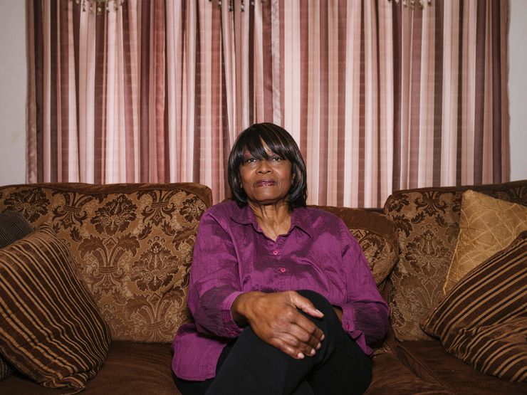 Carolyn Jordan-Daniels at her home in Highland, Calif. Her great-uncle, Nelson Nash, was murdered by a mob in Louisiana after being wrongly arrested. 