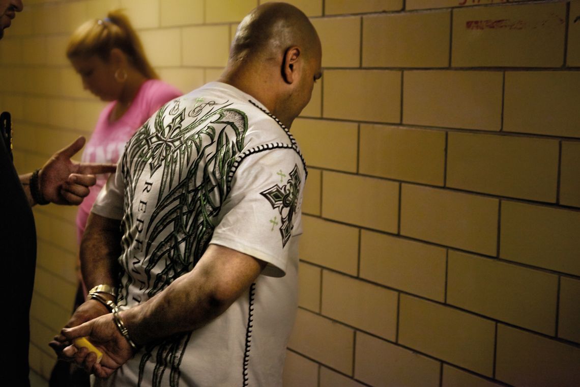 A defendant getting re-arrested in Harlem. 