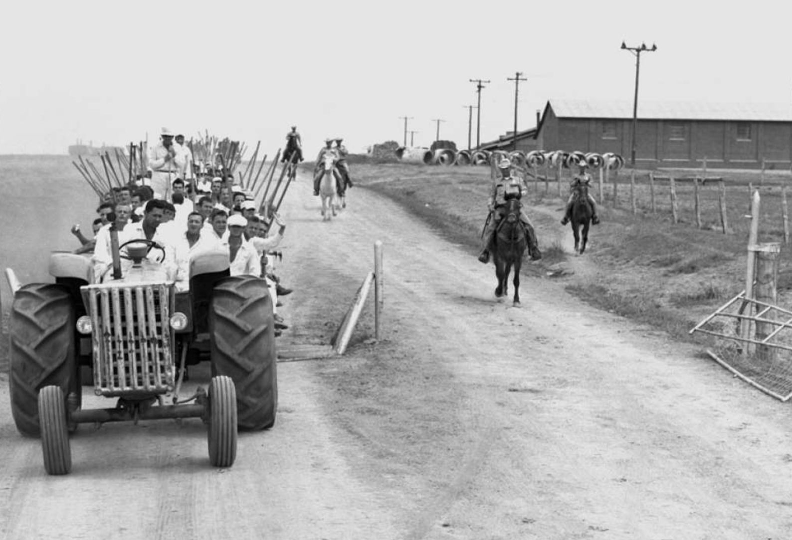 Prisoners from the Eastham Unit in Texas head to work in 1963.