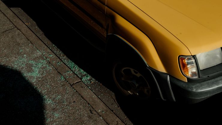 Shattered glass from a vehicle near the Palace of Fine Arts in San Francisco in December.