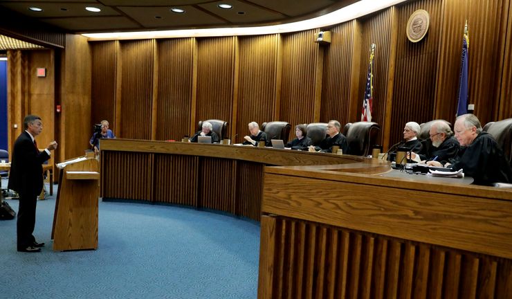 The Kansas Supreme Court listening to arguments in a school funding case in September.