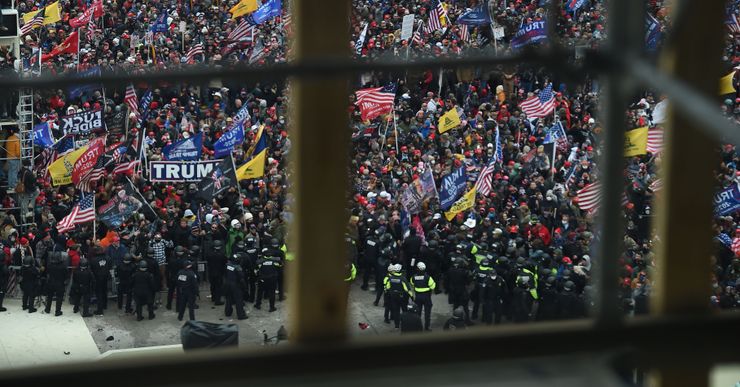 Insurrectionists gathered outside the U.S. Capitol on Jan. 6, 2021, in Washington, D.C.