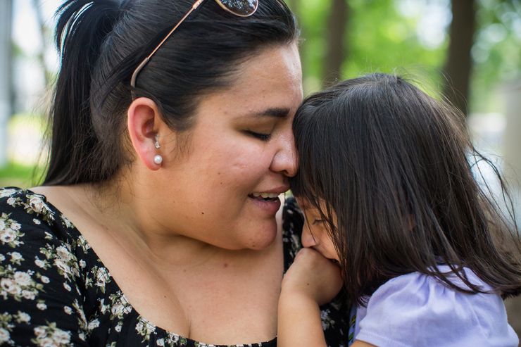 Ana Karen Torres Martínez with her 3-year-old daughter, Addison Camilt Torres, in Raleigh, N.C. Torres Martínez fled Mexico in 2016 after a woman she believed had links to a Mexican drug cartel abducted her other young daughter. She is currently applying for asylum.