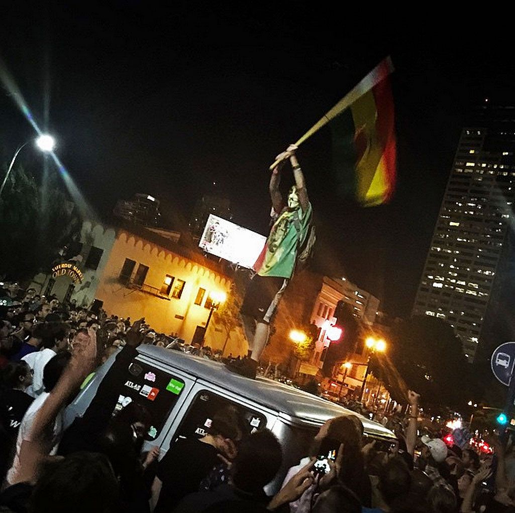 A gathering in Portland, Ore. on June 30, before recreational marijuana became legal at midnight. 