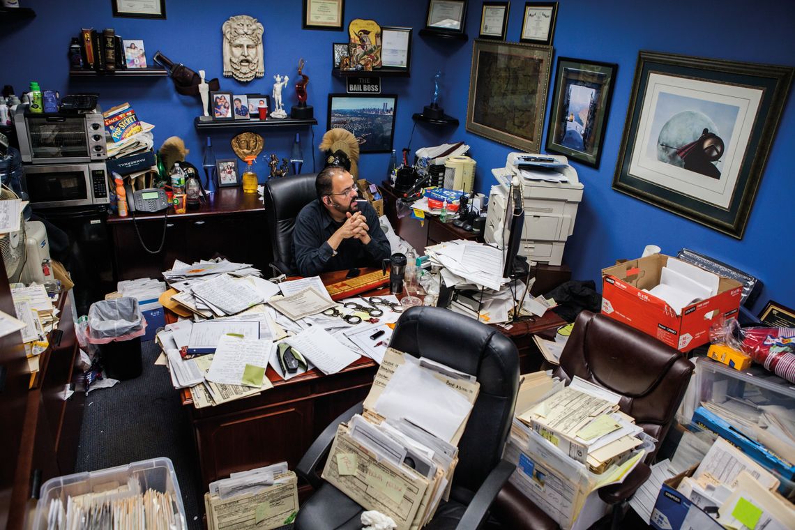 Zouvelos in his office in downtown Brooklyn.