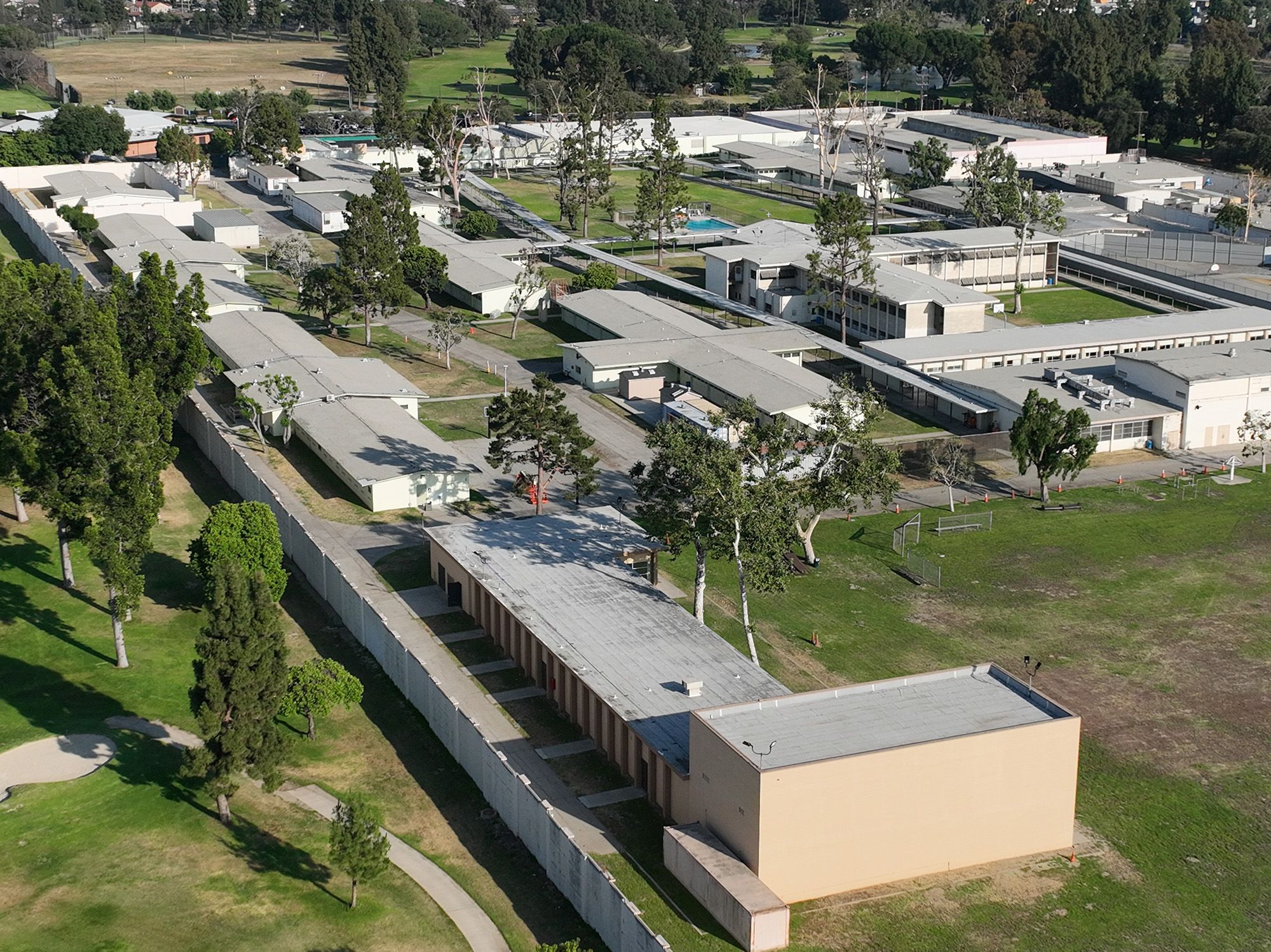 An aerial view of Los Padrinos Juvenile Hall in Downey, California. 