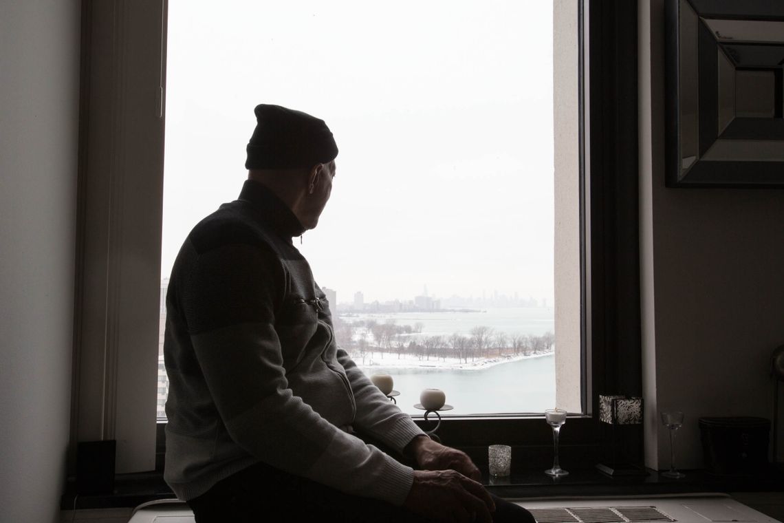 Arthur Brown at his niece’s apartment in South Shore, Chicago. 