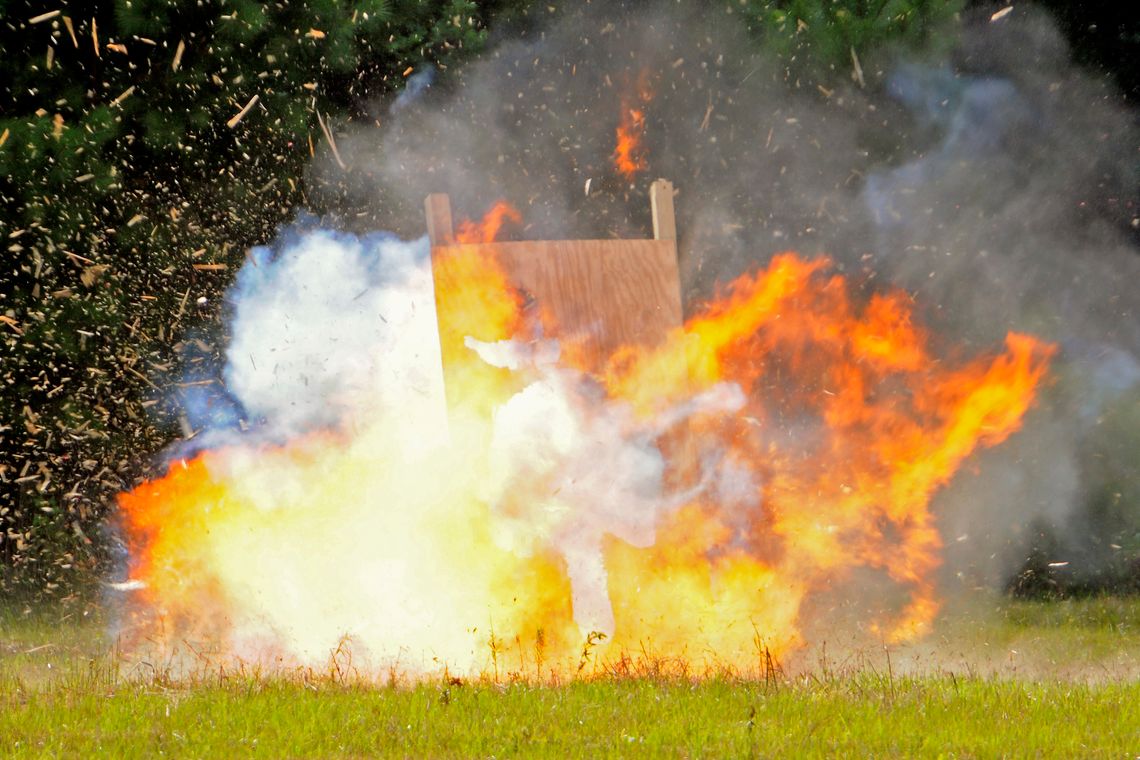 The Bureau of Alcohol, Tobacco, Firearms and Explosives held a demonstration for students at the Horry County Police Department Bomb Squad near Myrtle Beach, S.C. in 2013. 
