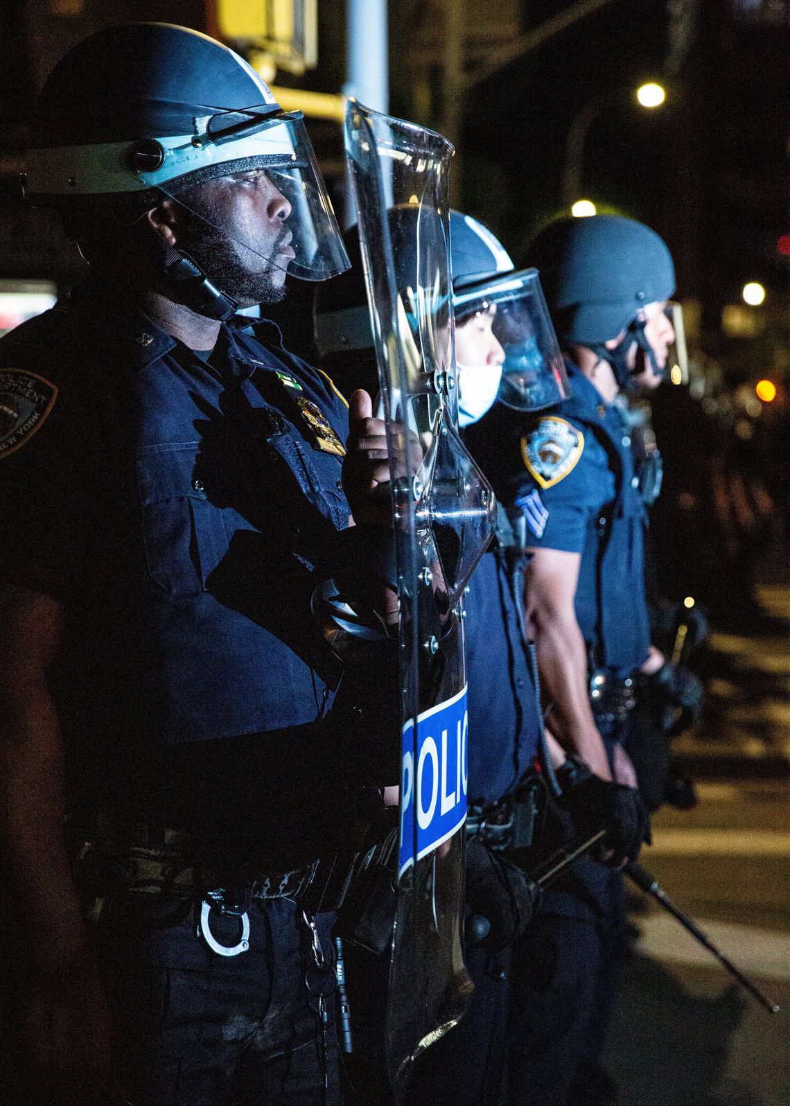 Police formed a barrier surrounding protesters after ordering them to disperse. Demonstrators chanted “Let us through,” and then “March with us.”