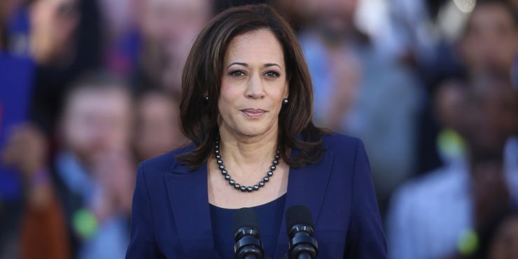 Sen. Kamala Harris spoke at a rally in Oakland, California in January. 