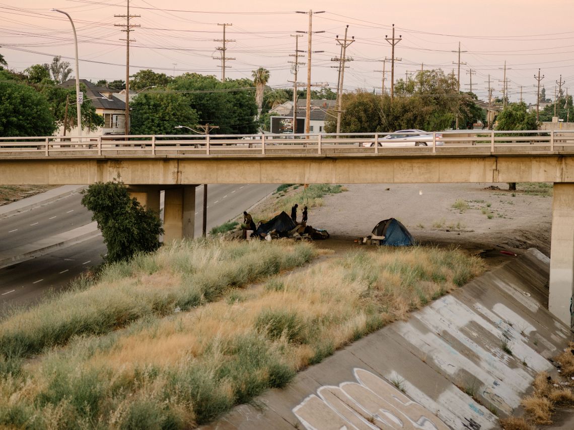 A homeless encampment in Stockton in 2017.