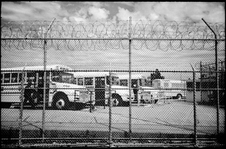 These buses transport inmates to and from Rikers Island.