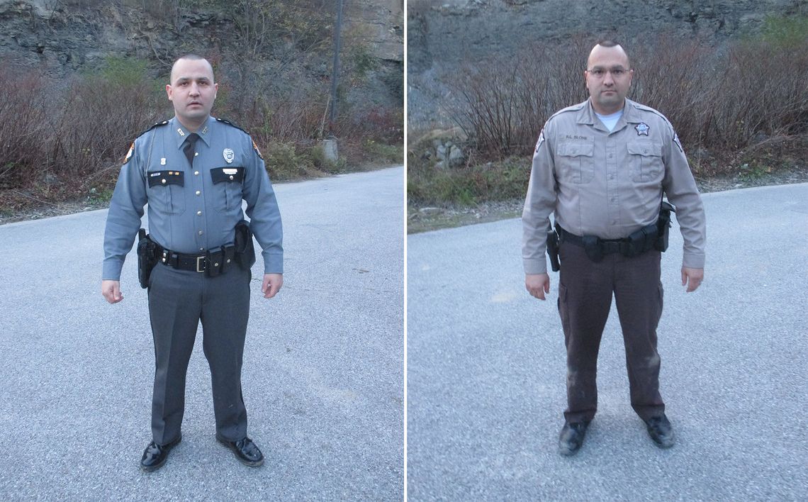 Kentucky State Trooper Leo Slone, left, and his brother, Sheriff’s Deputy Robbie Slone. Trooper Slone shot and killed Christopher Jacobs in 2017 in Pippa Passes, Ky. 