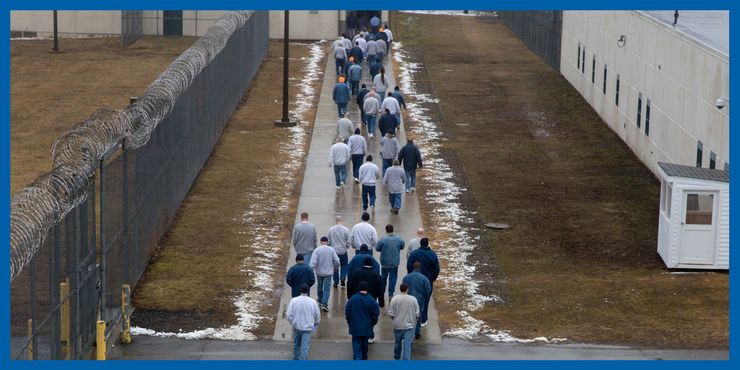 Men walked to the lunchroom at Maine State Prison in Warren, Maine, in 2016.